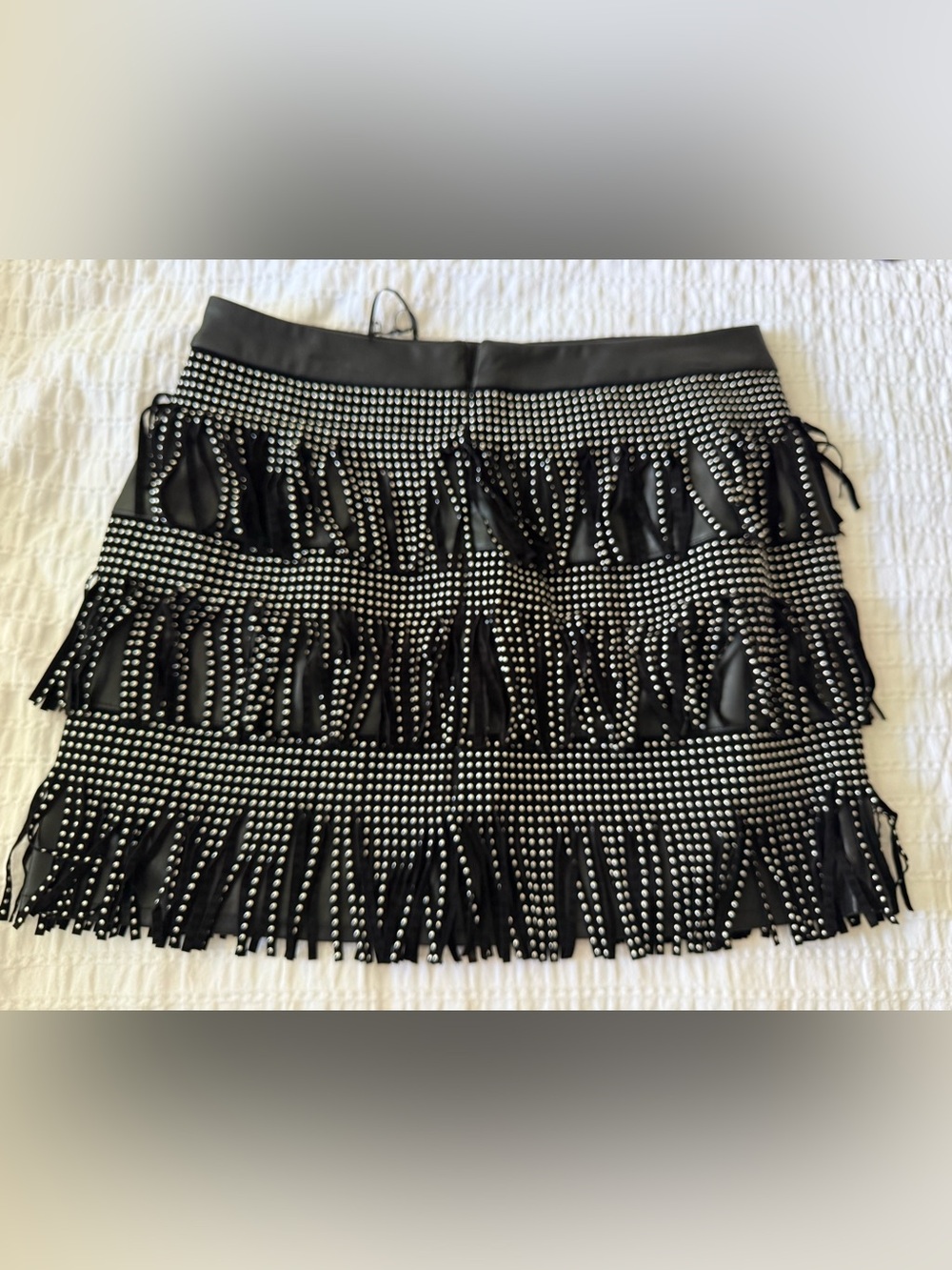 Sincerely Jules Black Studded Fringe Mini Skirt - Picture 7 of 11